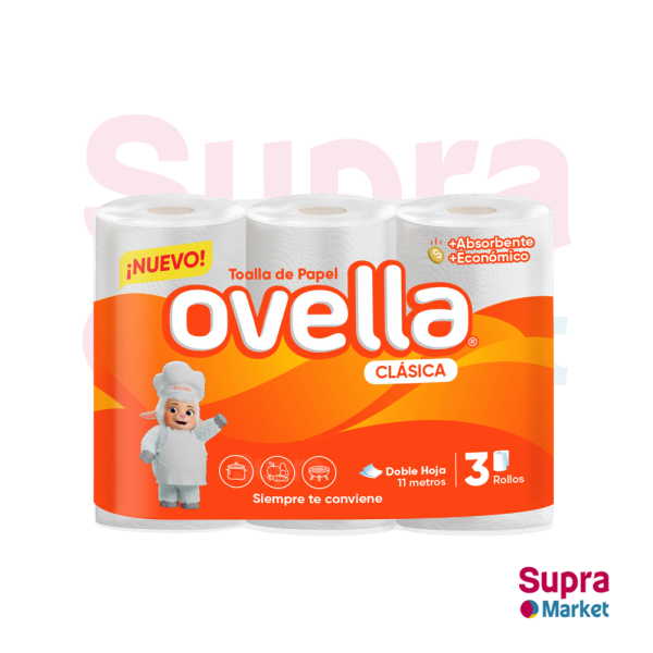 TOALLA DE PAPEL OVELLA CLASICA 3 ROLLOS